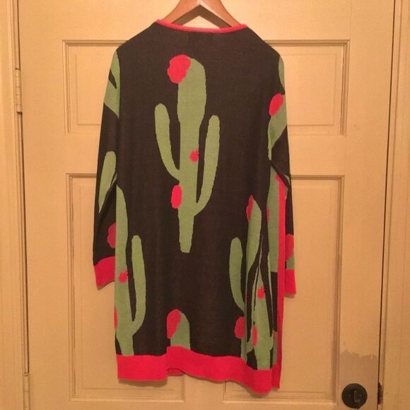 Lucky & Blessed Pink and Green Cactus Sweater Cardigan - Picture 1 of 5